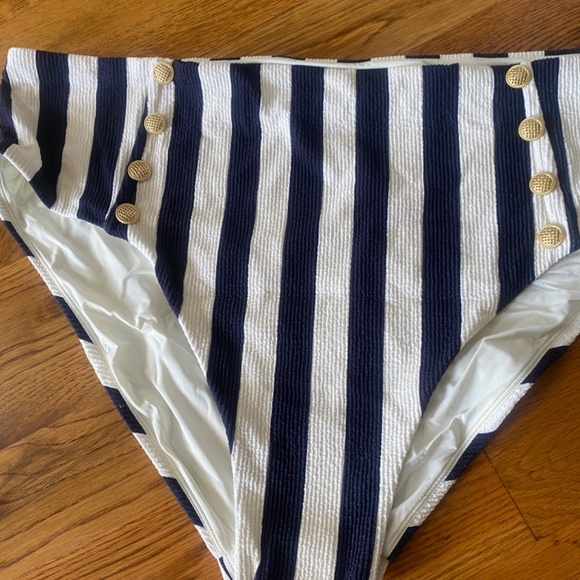 NWT Anthropologie Nautical Striped High Rise Bikini Bottom 3XL - Picture 9 of 11